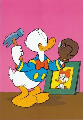 Postkarte Donald beim Nageleinschlagen