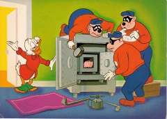 Postcard Piggy Bank Disappointment / Scrooge McDuck and Beagle Boys