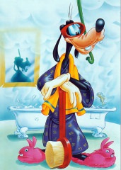 Postkarte Badewannentaucher Goofy