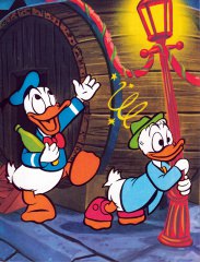 Postkarte Fröhliche Zecher / Donald und Gustav Gans