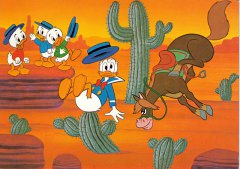 Postcard Ungentle Landing / Donald & Huey, Louie and Dewey