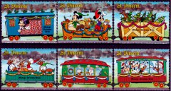 Briefmarkenteilsatz Mickys Christmas Train 6 Werte / St. Vincent 1988