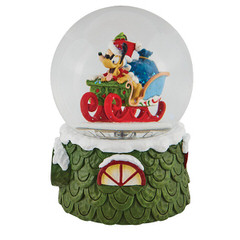 Musical Laughing All the Way Mickey and Pluto Christmas Waterball