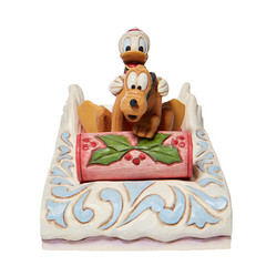 A Friendly Race - Donald & Pluto Sledding Figurine