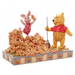 Jumping into Fall - Piglet and Pooh Autum Leaves (DISNEY TRADITIONS) Figurine
