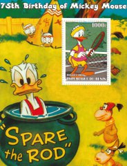 Briefmarkenblock Disney 75th Birthday of Mickey Mouse Spare the Rod / Somali