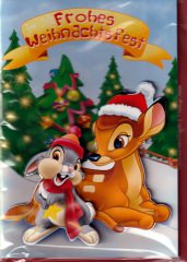 Weihnachtskarte "Frohes Weihnachtsfest" Bambi und Klopfer