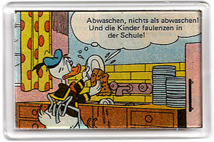 Kühlschrankmagnet Donald Duck Abwaschen, nichts als Abwaschen!