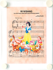 Schneewittchen und die 7 Zwerge auf Notenblatt Im Wishing / Canvas-Druck 21x30cm