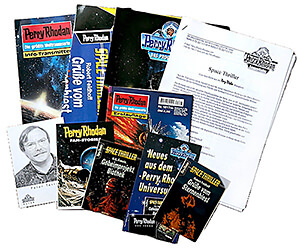 Perry Rhodan Roman-Heftserie 1817/25 Krieger der Gazkar + Pressemappe