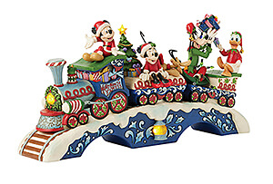 Micky & Freunde: "Weihnachtsstimmung auf Schienen" Spieluhr-Zug mit LED (DISNEY TRADITIONS) Figur