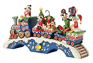 Micky & Freunde: "Weihnachtsstimmung auf Schienen" Spieluhr-Zug mit LED (DISNEY TRADITIONS) Figur