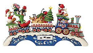 Micky & Freunde: "Weihnachtsstimmung auf Schienen" Spieluhr-Zug mit LED (DISNEY TRADITIONS) Figur