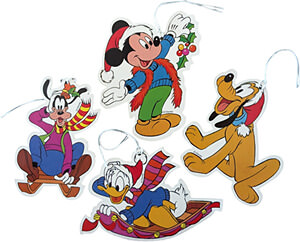 4 Geschenkanhänger Micky, Donald, Goofy, Pluto