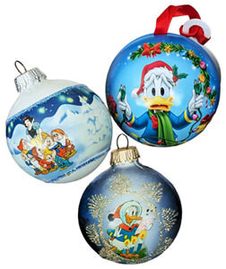 3 Weihnachtsbaumkugeln (Schneewittchen, Donald, Donald)