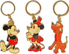 Mickey Mouse/Minnie/Pluto Golden Key Rings (Set 0f 3)